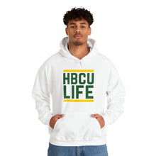 Load image into Gallery viewer, Classic HBCU LIFE Green &amp; Gold School Colors Rep Bishop State Community College, Concordia College, Selma, Wilberforce University &amp; Norfolk State University Unisex Hooded Sweatshirt
