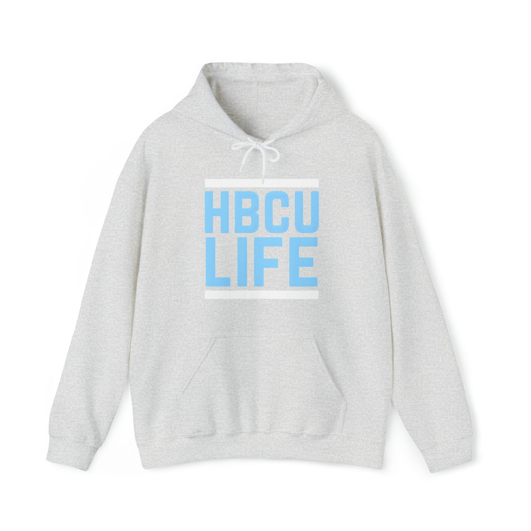 Classic HBCU LIFE Light Blue (Black, White & Grey) School Colors Rep Spelman College & Livingstone College Unisex Hooded Sweatshirt