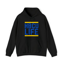 Load image into Gallery viewer, Classic HBCU LIFE Navy Blue &amp; Gold School Colors Rep Fisk University, North Carolina A&amp;T State University, Lawson State Community College, Johnson C. Smith University &amp; Stillman College Unisex Hooded Sweatshirt
