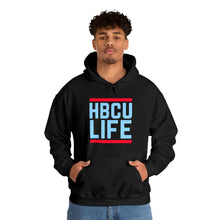 Load image into Gallery viewer, Classic HBCU LIFE Light Blue &amp; Red School Colors Rep Delaware State University &amp; Talladega College Unisex Hooded Sweatshirt
