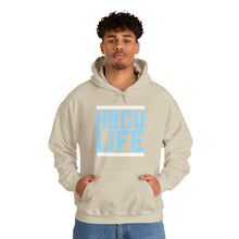 Load image into Gallery viewer, Classic HBCU LIFE Light Blue (Black, White &amp; Grey) School Colors Rep Spelman College &amp; Livingstone College Unisex Hooded Sweatshirt
