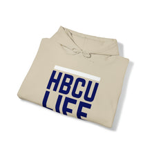 Load image into Gallery viewer, Classic HBCU LIFE Navy Blue and White School Colors Rep Jackson State University, Denmark Technical College, St. Augustine&#39;s University &amp; Lincoln University of Missouri Unisex Hooded Sweatshirt
