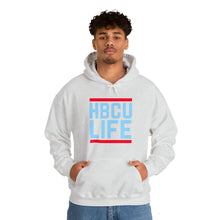 Load image into Gallery viewer, Classic HBCU LIFE Light Blue &amp; Red School Colors Rep Delaware State University &amp; Talladega College Unisex Hooded Sweatshirt
